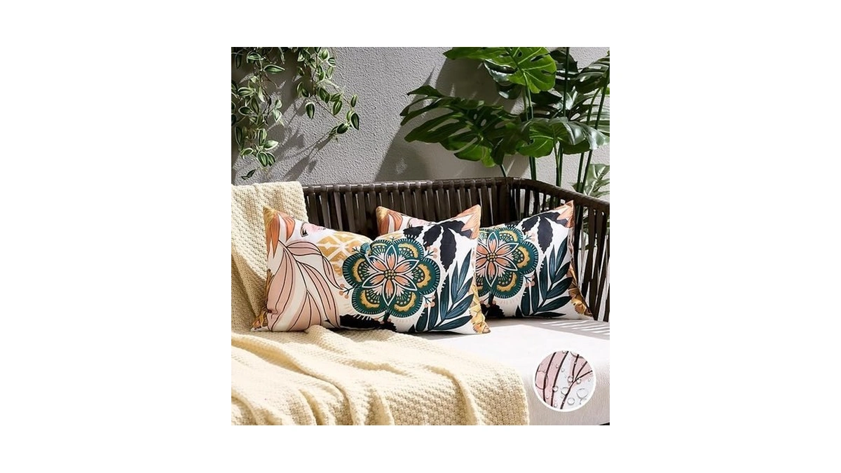 Outdoor Pillow Covers Green Throw Pillows Covers Farmhouse Floral Leaves