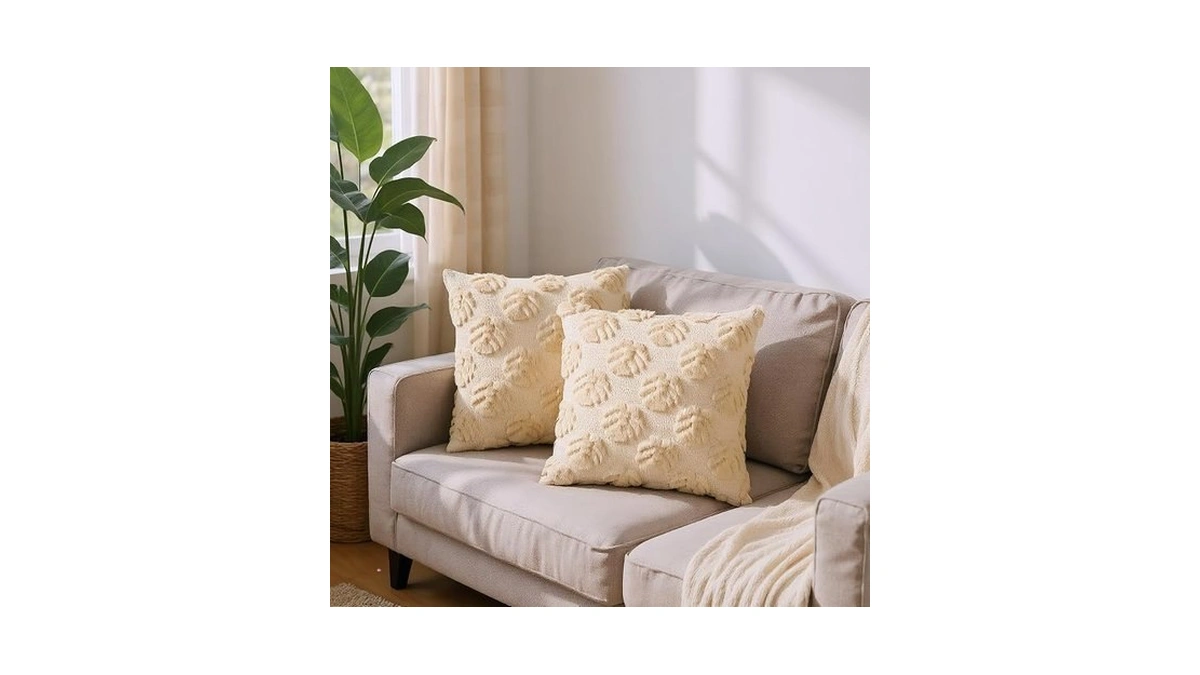 Vivanest Palm Leaves Decorative Throw Pillow Covers 18"x18", Set Of