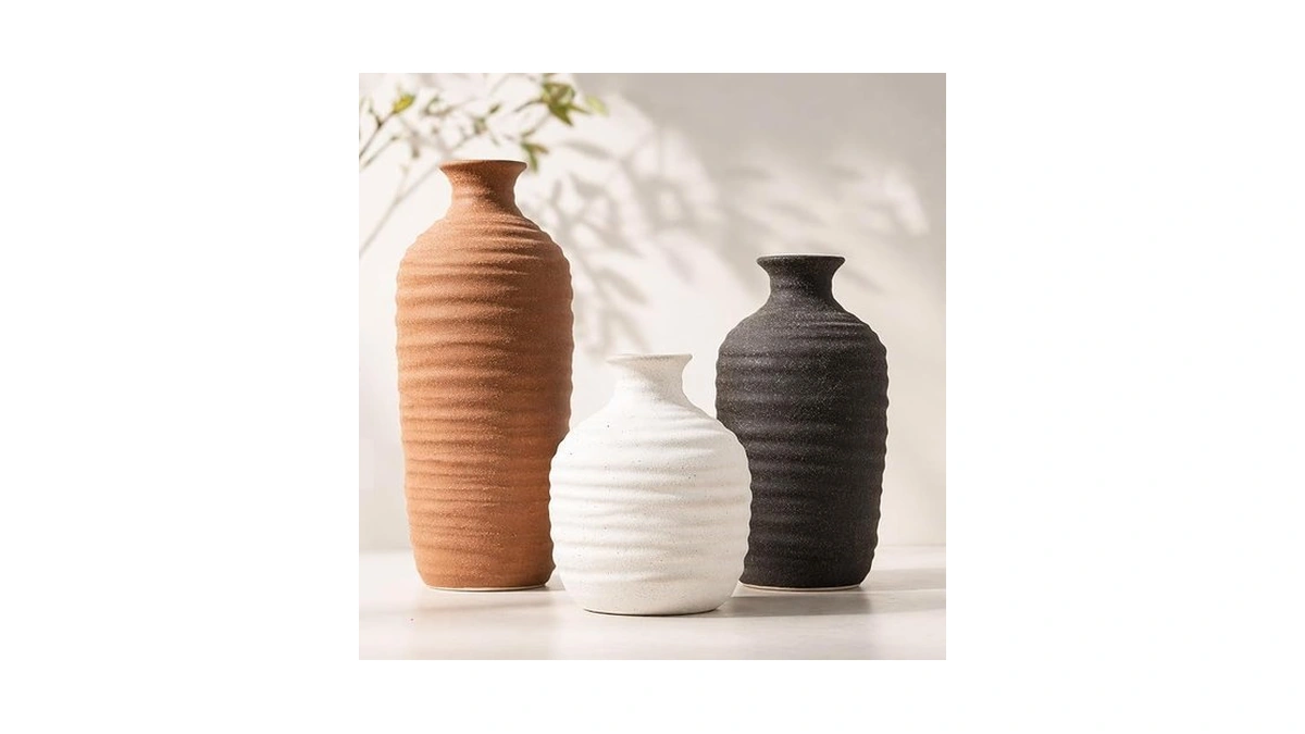 Dobbyby Ceramic Vase Set Of 3 Neutral Decorative Vase For