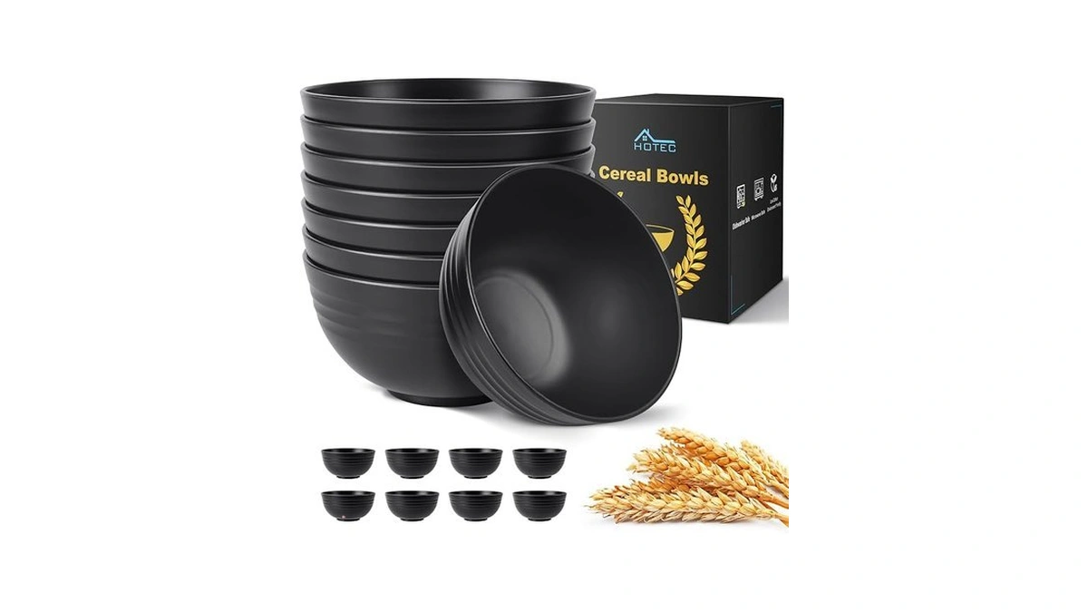 Hotec Bpa Free Unbreakable Wheat Straw Cereal Bowls - Microwave