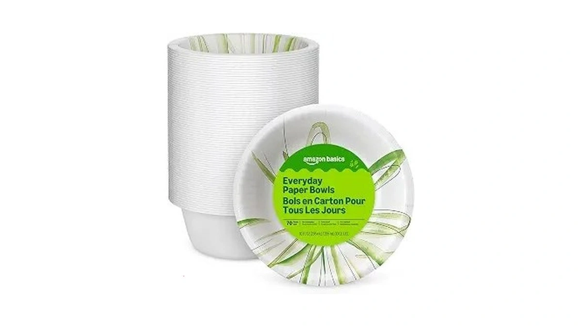 Amazon Basics Everyday Paper Bowls, 10 Oz, Disposable, 70 Count,