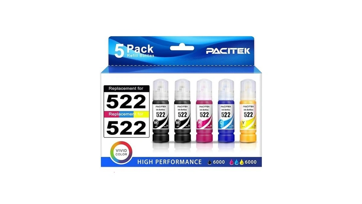 Pacitek Compatible Ink Refill Bottles Replacement For Epson 522 Ink