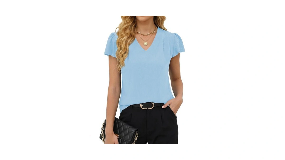 Gleeneat Womens Business Casual Dress Shirts Dressy Ruffle Sleeve Work
