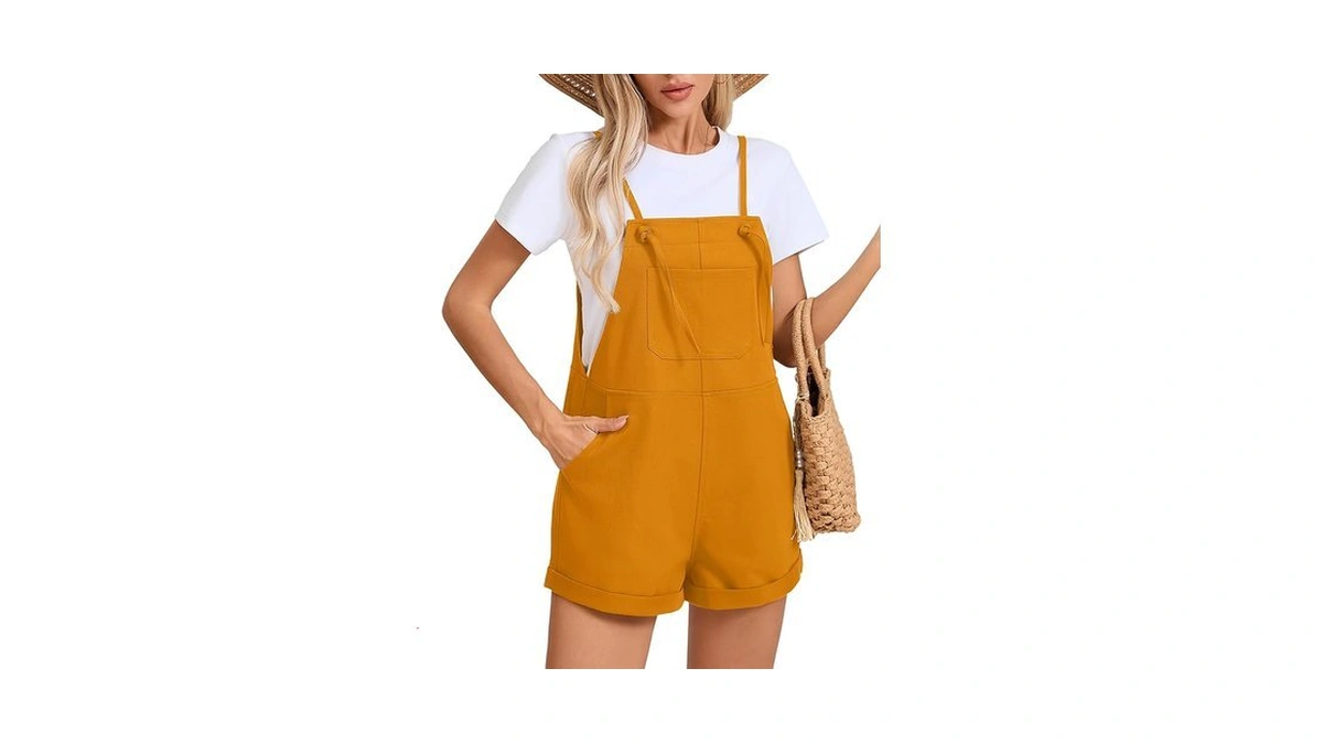 Korsis Overalls For Women Summer Turmeric Large Casual Loose Fit