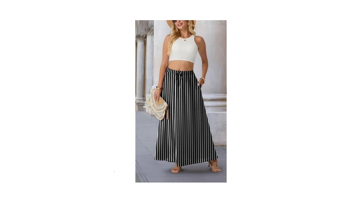 Lepunuo Women's Solid Boho Maxi Skirt High Waisted With Pockets