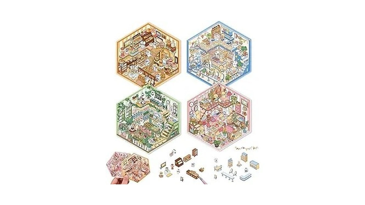 Diy 3d House Scene Stickers - 4 Sets, Warm Home,