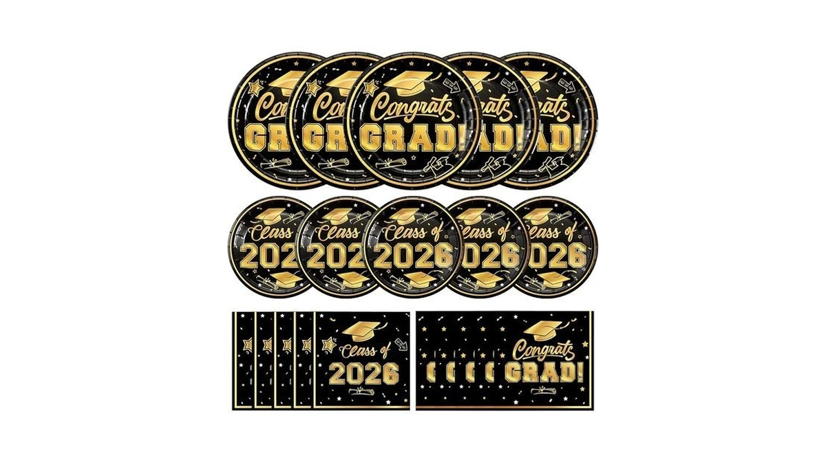 Litmitfu 150 Pcs Graduation Plates And Napkins 2026 - Black