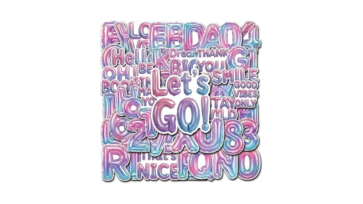 Hizily 50 Pcs Balloon Letter Stickers Cute Alphabet Vinyl Decal