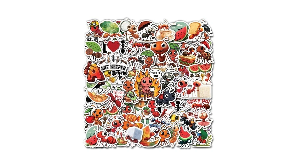 Hizily 50 Pcs Ant Stickers Waterproof Cartoon Ants Vinyl Decal
