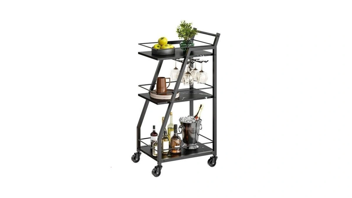 Yatiney Bar Cart, 3-tier Home Bar Serving Cart With Wheels,