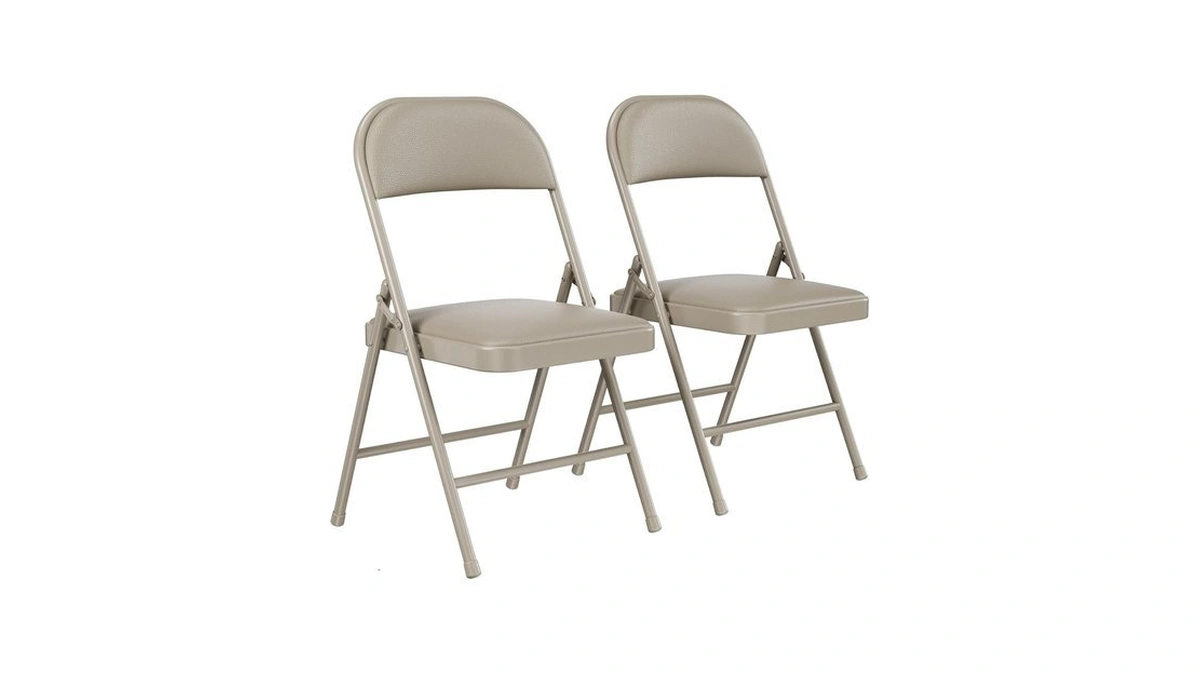 Furniedge 2 Pack Padded Folding Chairs, Portable Metal Foldable Chairs