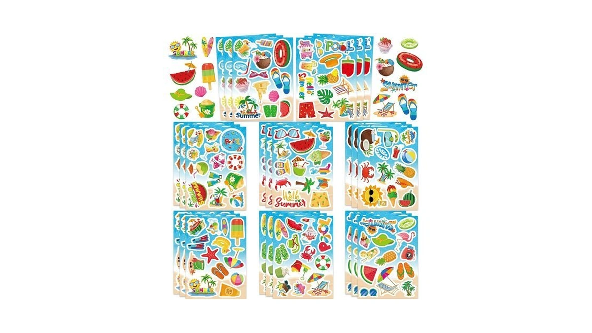 312pcs Summer Stickers, Self Adhesive Hawaii Tropical Sticker Summer Pineapple
