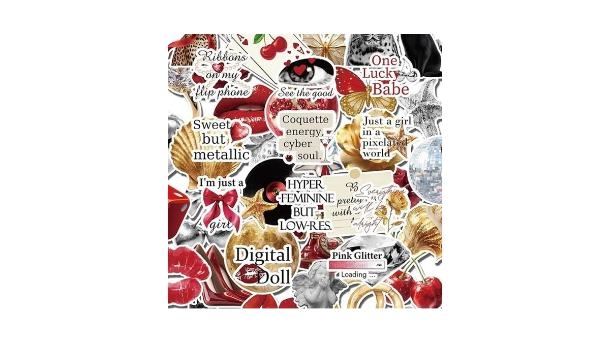 100pcs Gold Silver Aesthetic Stickers, Lucky Girl Leopard Print Bows