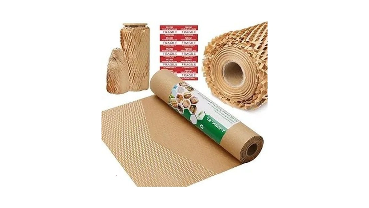 Honeycomb Packing Paper Wrap 12"x60' Recycled Bubble Cushioning Wrap Roll