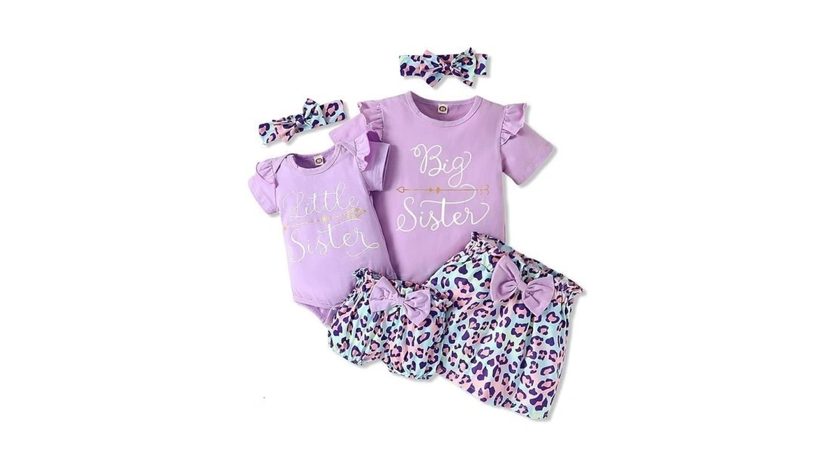 Amawmw Big Sister Little Sister Matching Outfits Romper/shirt+shorts/skirt+headband Toddler Baby
