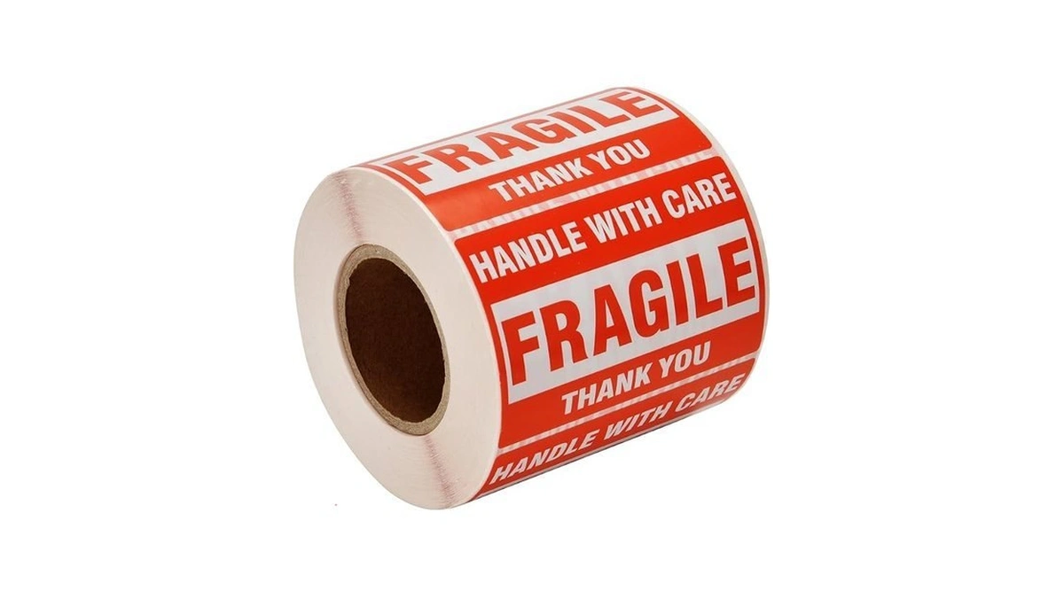 Immuson Warning Fragile Tape, 3" X 2" Fragile Handle With