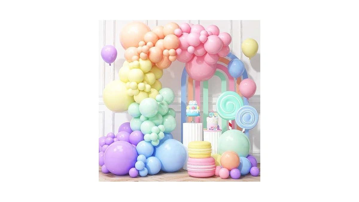 Pastel Rainbow Balloons Arch Garland Kit, Macaron Assorted Color Balloon