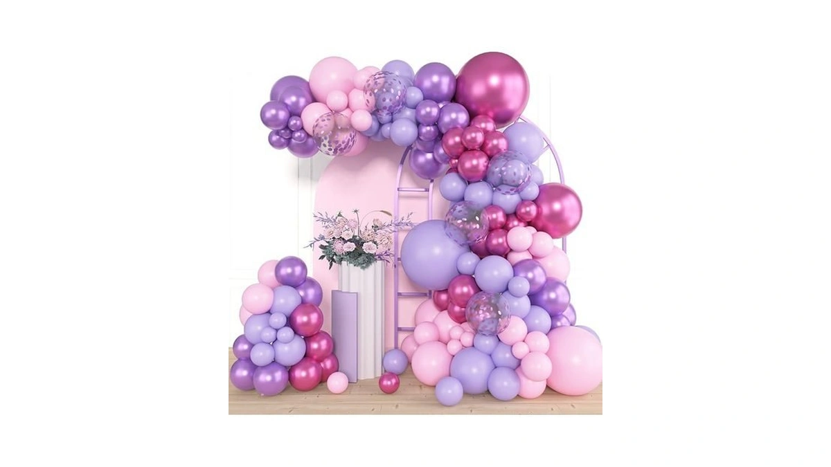 Amandir 153pcs Pink Purple Balloon Garland Arch Kit, Different Sizes