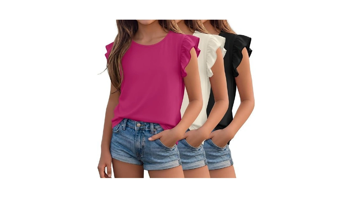 Joymotion 3 Pack Girls Shirts Kids Back To School Short