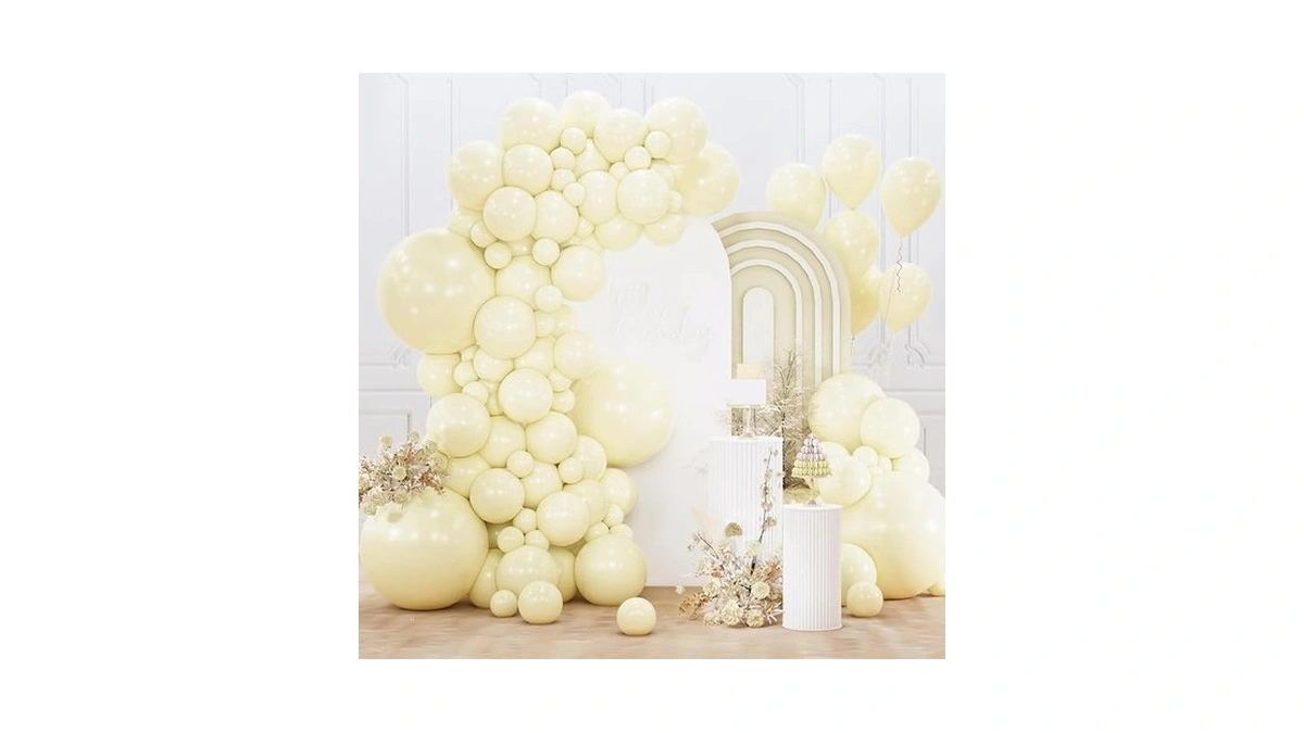 Partywoo Pastel Yellow Balloons 152pcs Different Sizes Of 18 12