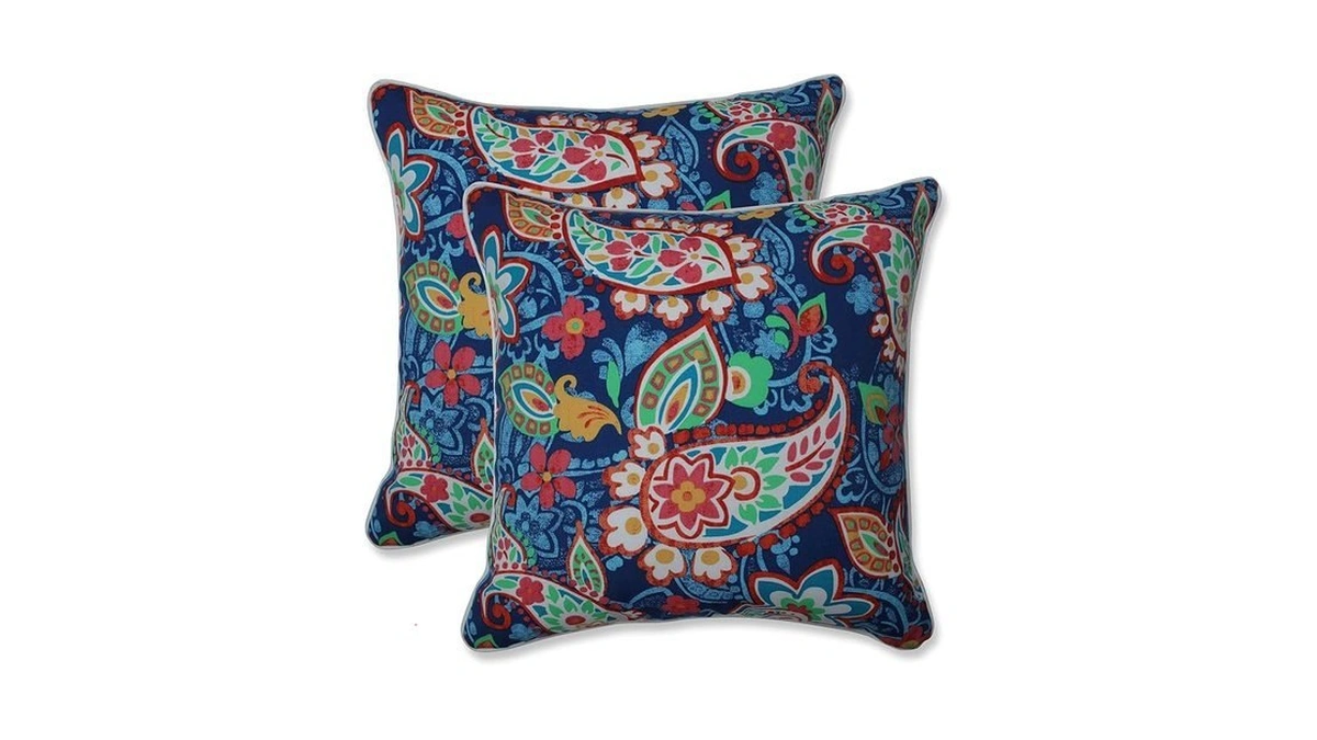 Pillow Perfect Paisley Indoor/outdoor Accent Throw Pillow, Plush Fill, Weather,