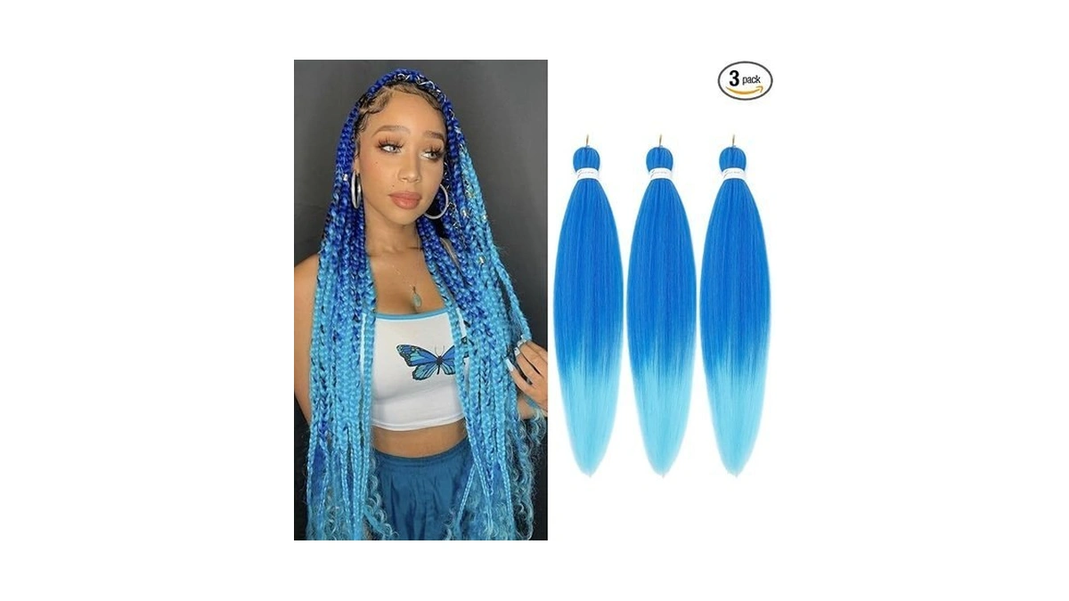 Wacandan Ombre Blue Braiding Hair Pre Stretched 16 Inch 3