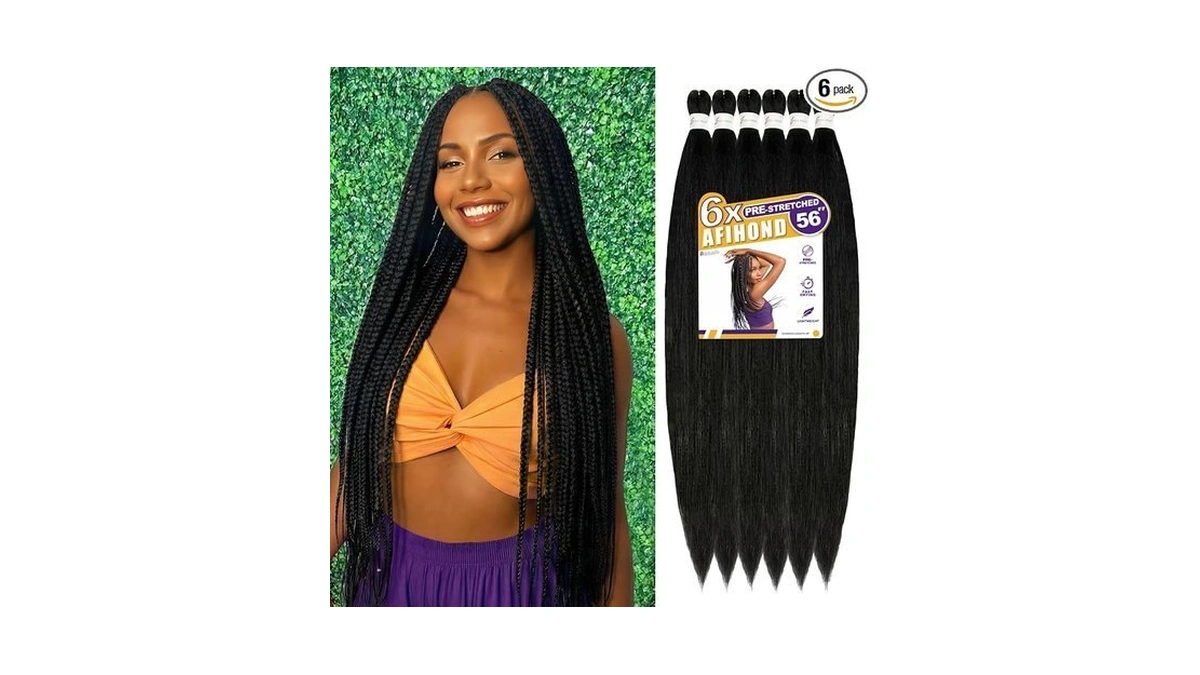 Afihond Braiding Hair Pre Stretched - 6x Braids 56 Inch