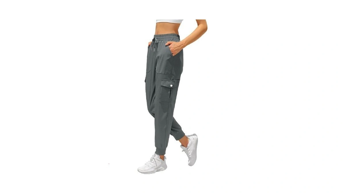 Jekaoyi Womens Cargo Pants High Waisted Hiking Bottom With Drawstring