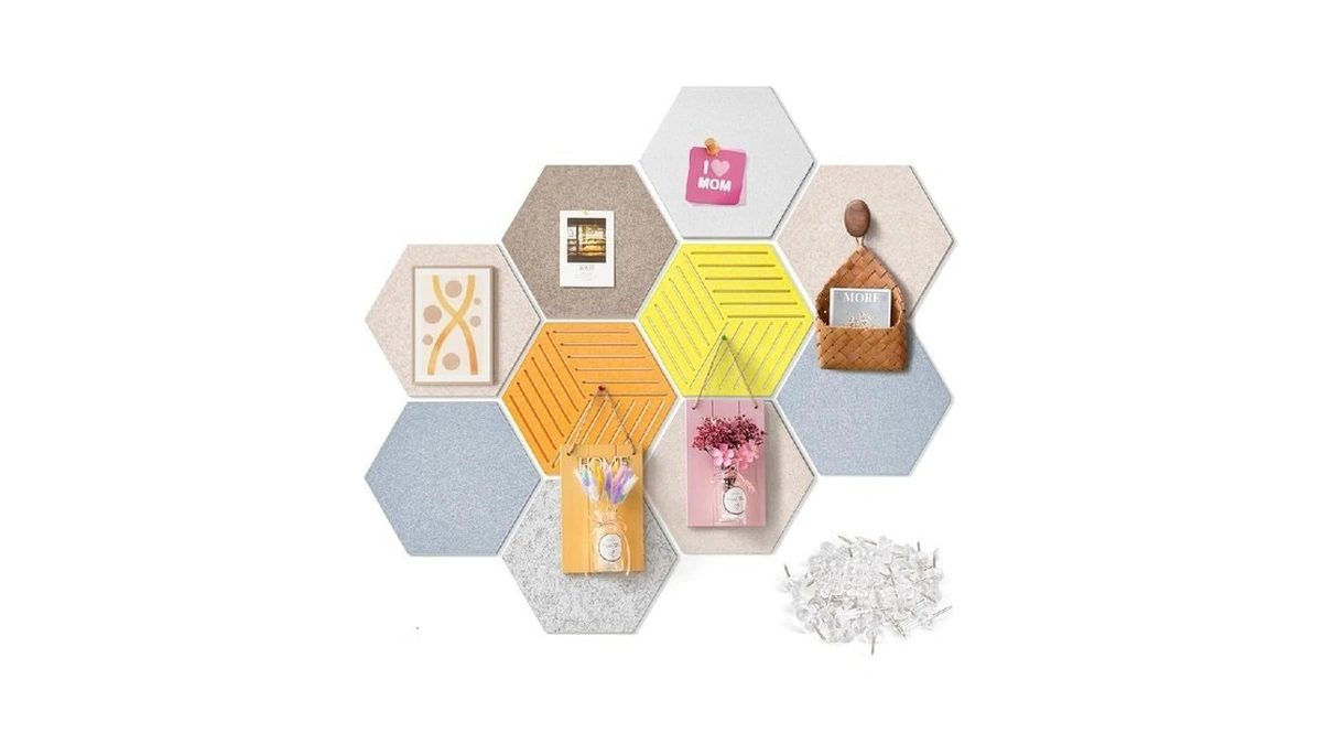 Fwpelt Hexagon Cork Board Tiles Alternative 10 Pack, 1300 G/m²
