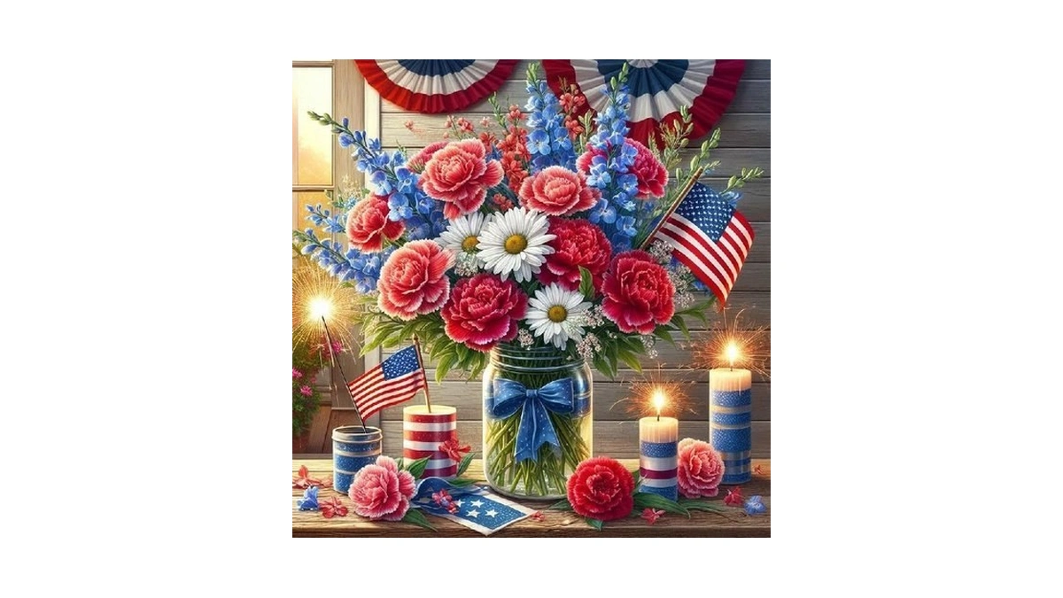 Axquilon Patriotic Flowers Diamond Art Kits For Adults - Independence