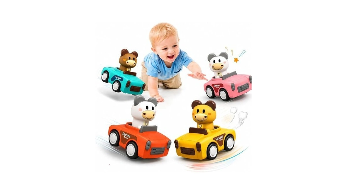 Supvib Press To Go Car Toys For Toddlers, Animal Baby