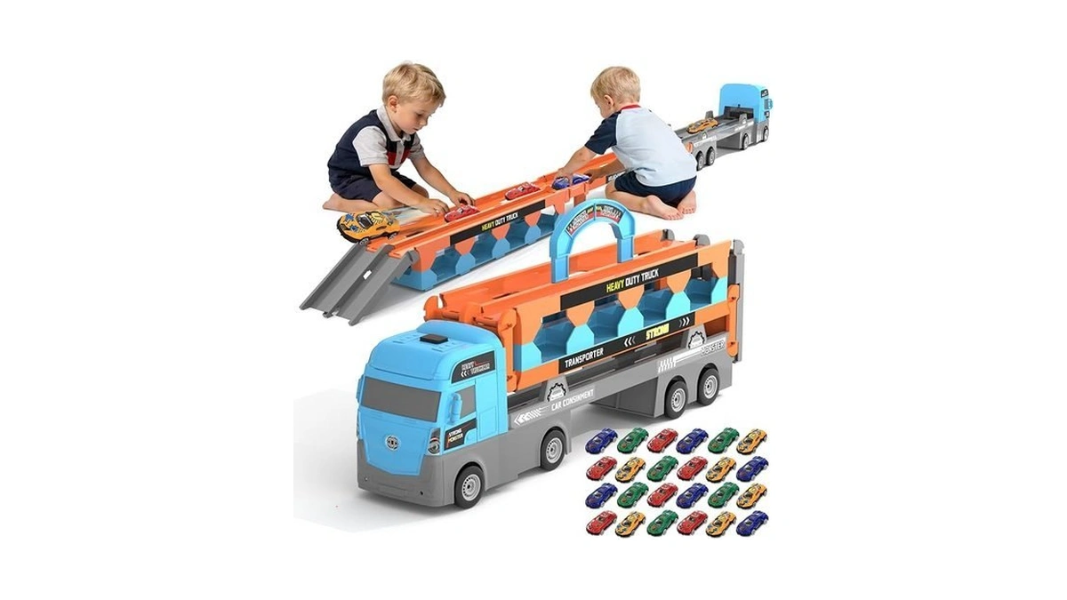 Gearvibe 2-in-1 Foldable Race Track Truck Car Playset For 2-8