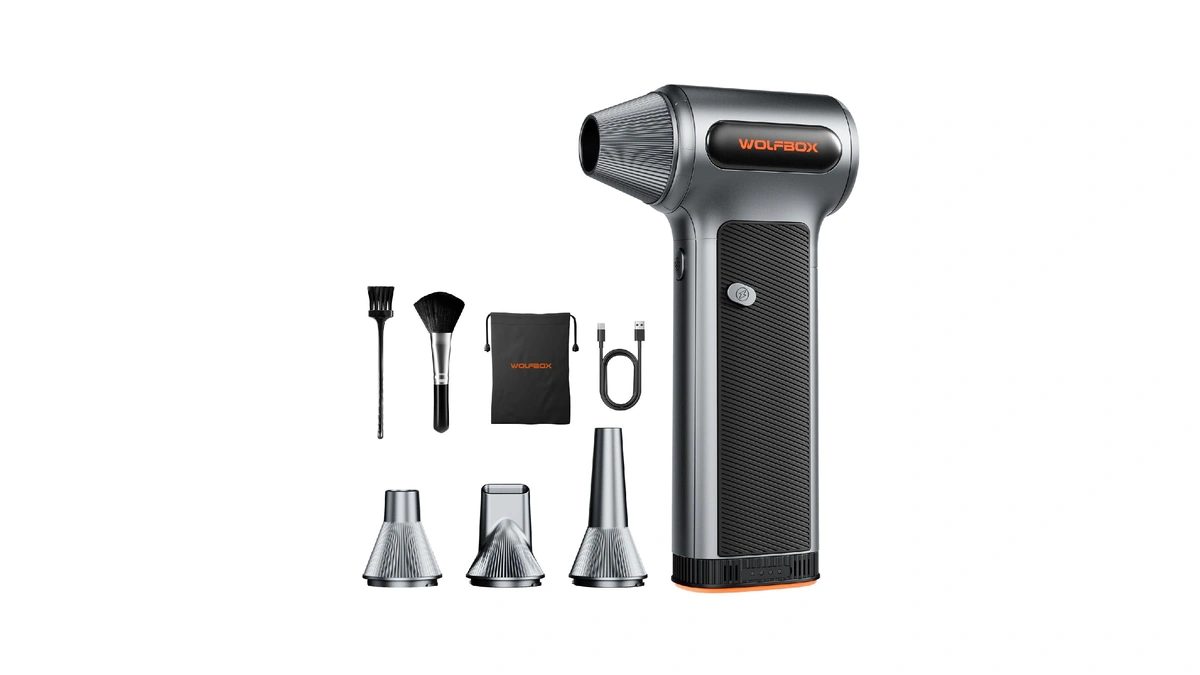 Wolfbox Mf200 Compressed Air Duster With Removable Battery & 4