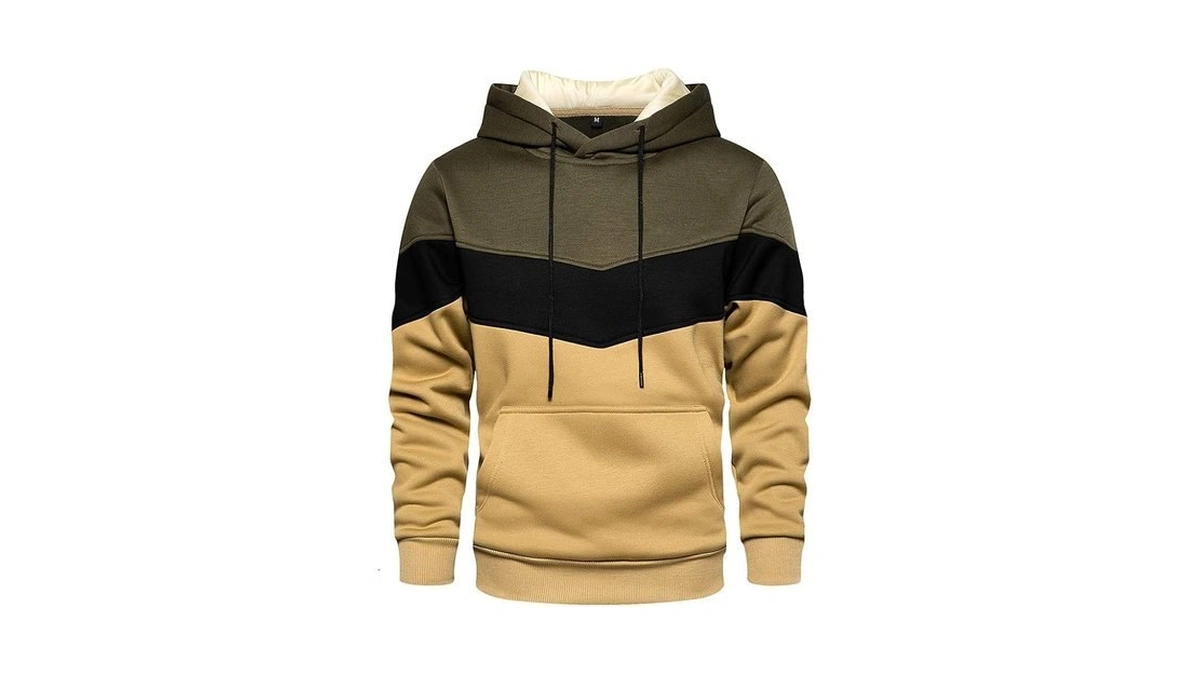 Toloer Mens Hoodies Pullover Color Block Long Sleeve Lightweight Fleece