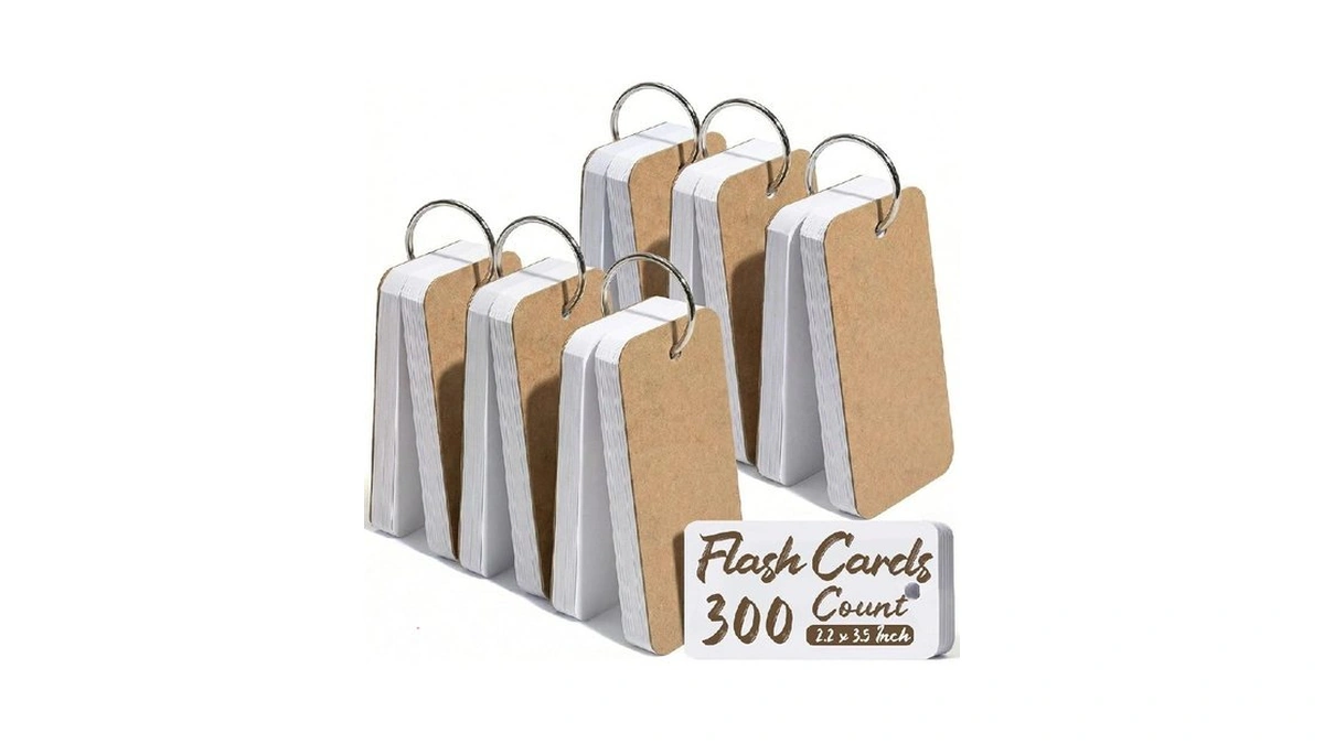Koogel 300pcs Index Cards With Rings, 2.2 X 3.5 Inch,