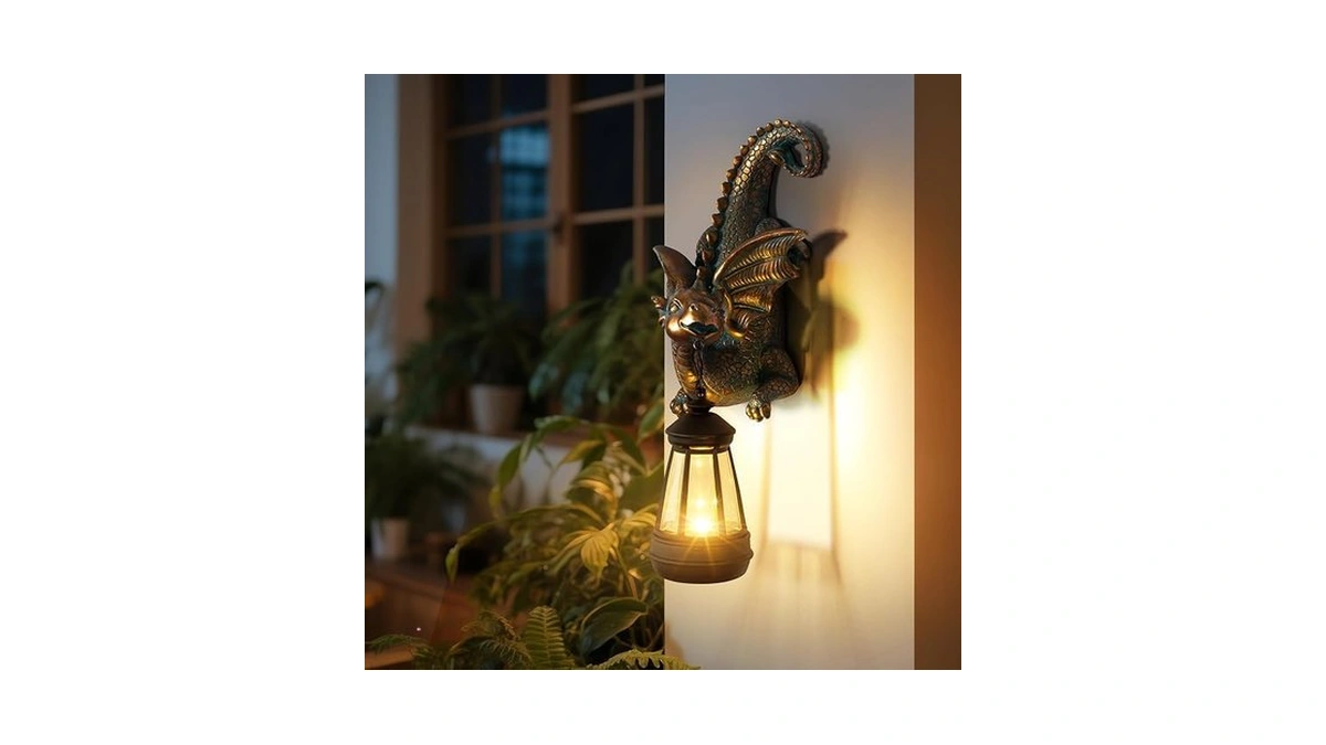 Garden Dragon Statue With Solar Light Outdoor Garden Decor For