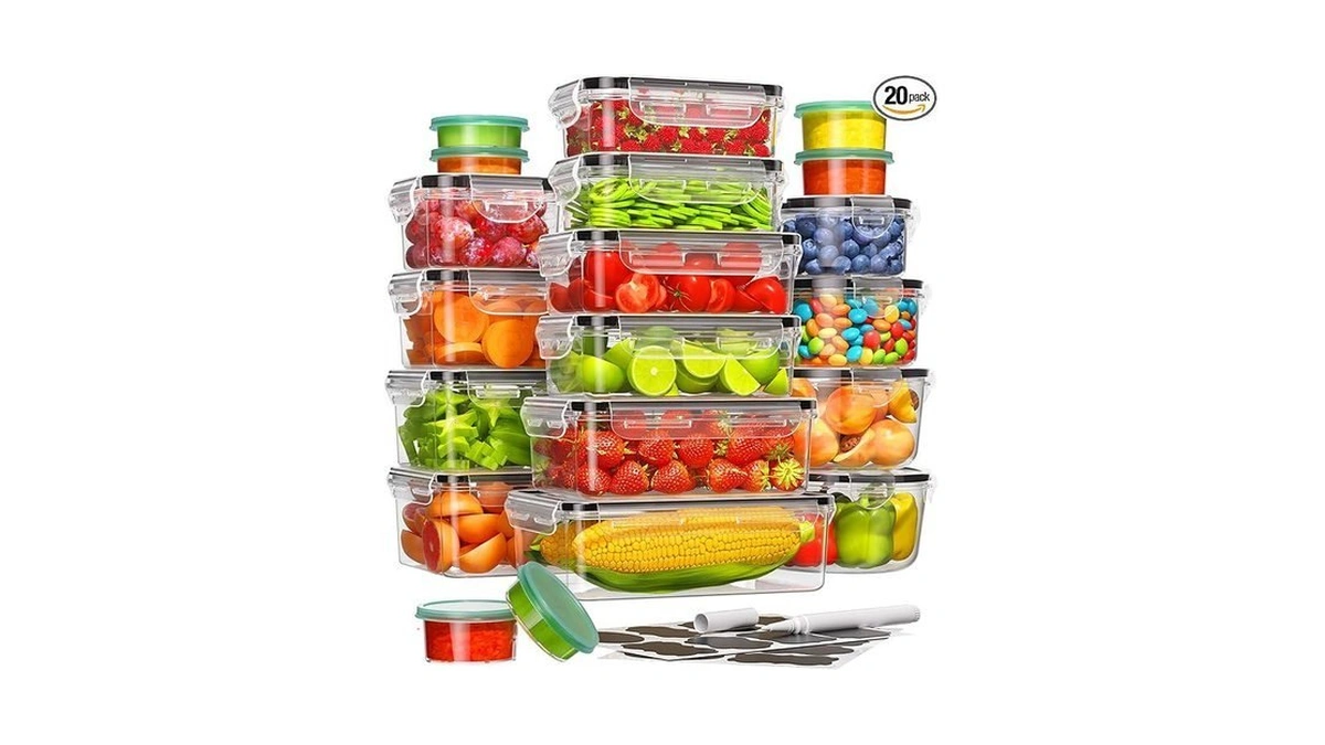 40 Piece Food Storage Containers With Lids(20 Containers & 20