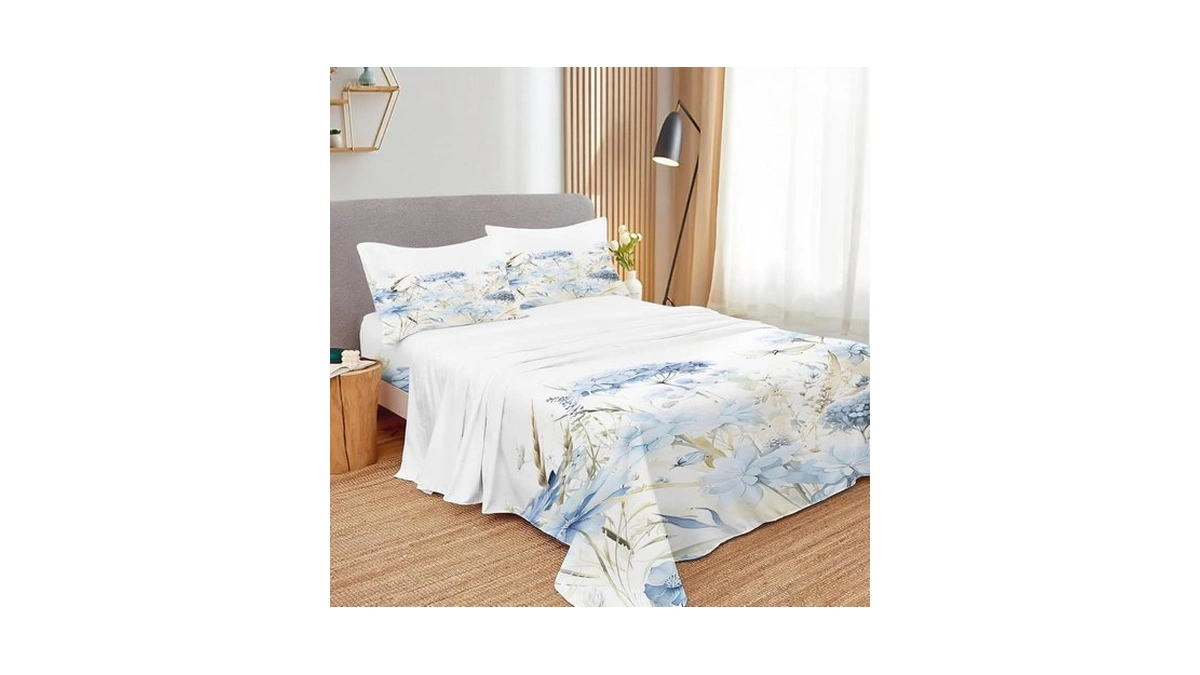 Soxuding Blue Hydrangea Flower Twin Sheets Set - 4 Pc