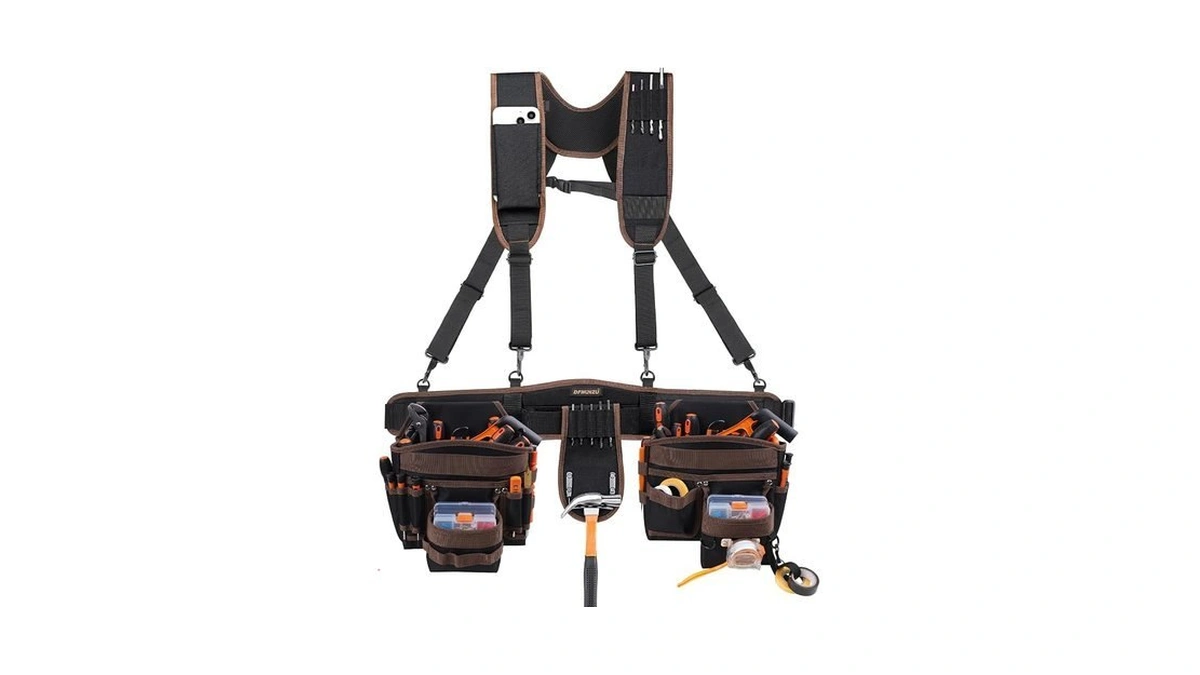 Electrician Tool Pouch, 10 Pockets Tool Belt Pouches With Hammer