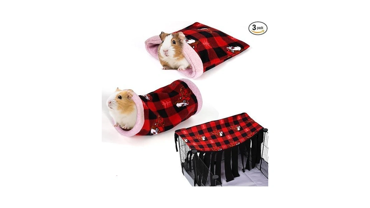 Naplord Small Pet Fleece Set,guinea Pig Snuggle Sack, Tunnel,fleece Forest