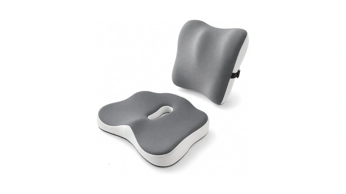 Ergonomic Seat Cushion And Lumbar Support Pillow Set, Breathable Cotton