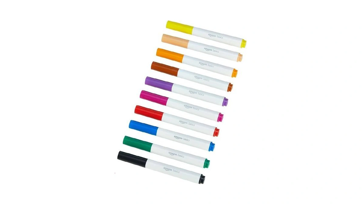 Amazon Basics Colored Washable Markers For Coloring And Drawing, Broad