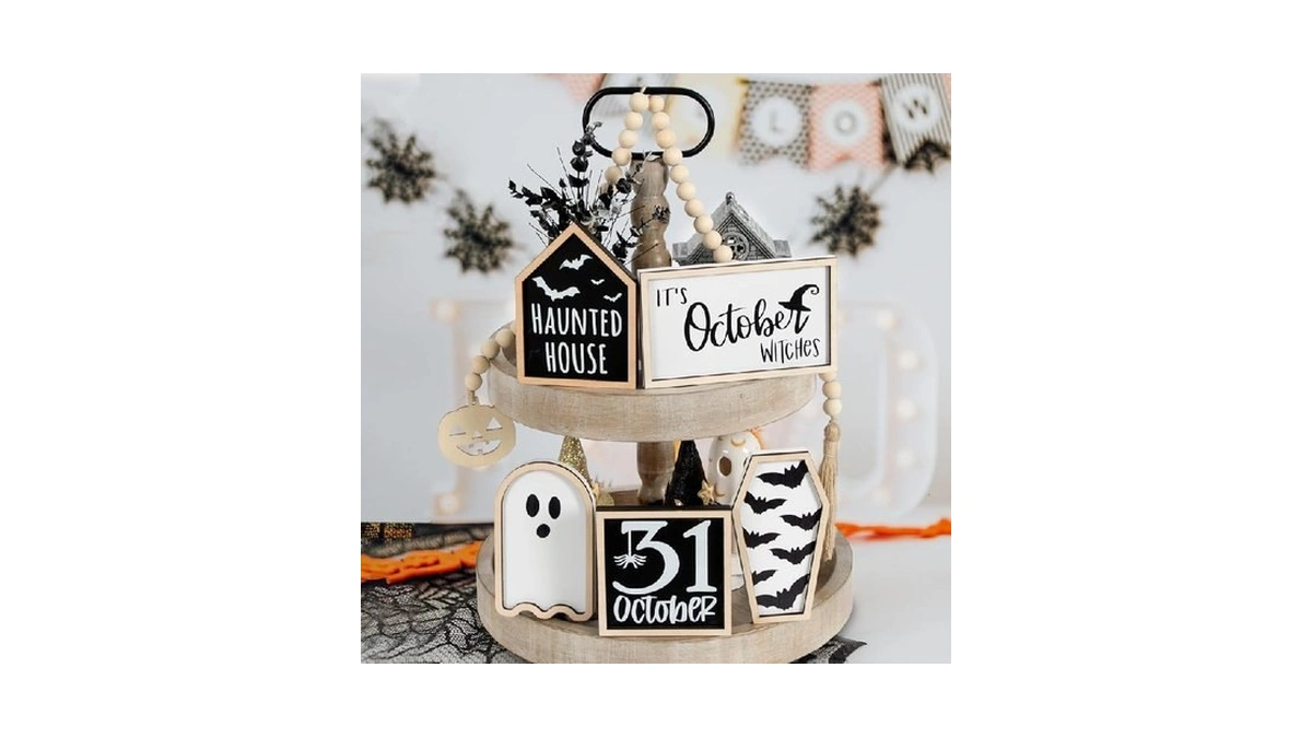 Dazonge Halloween Decorations | 6pcs Halloween Tiered Tray Decor |