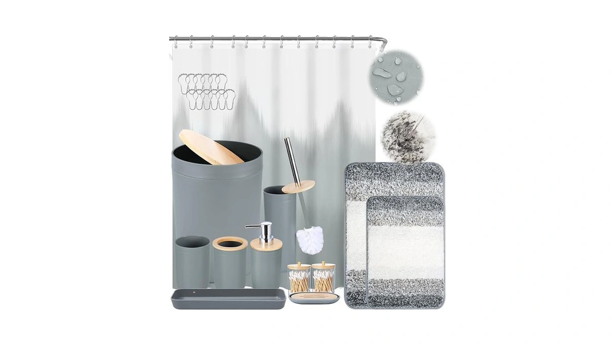 Imucci Bathroom Accessories Grey Bathroom Sets With Shower Curtain And