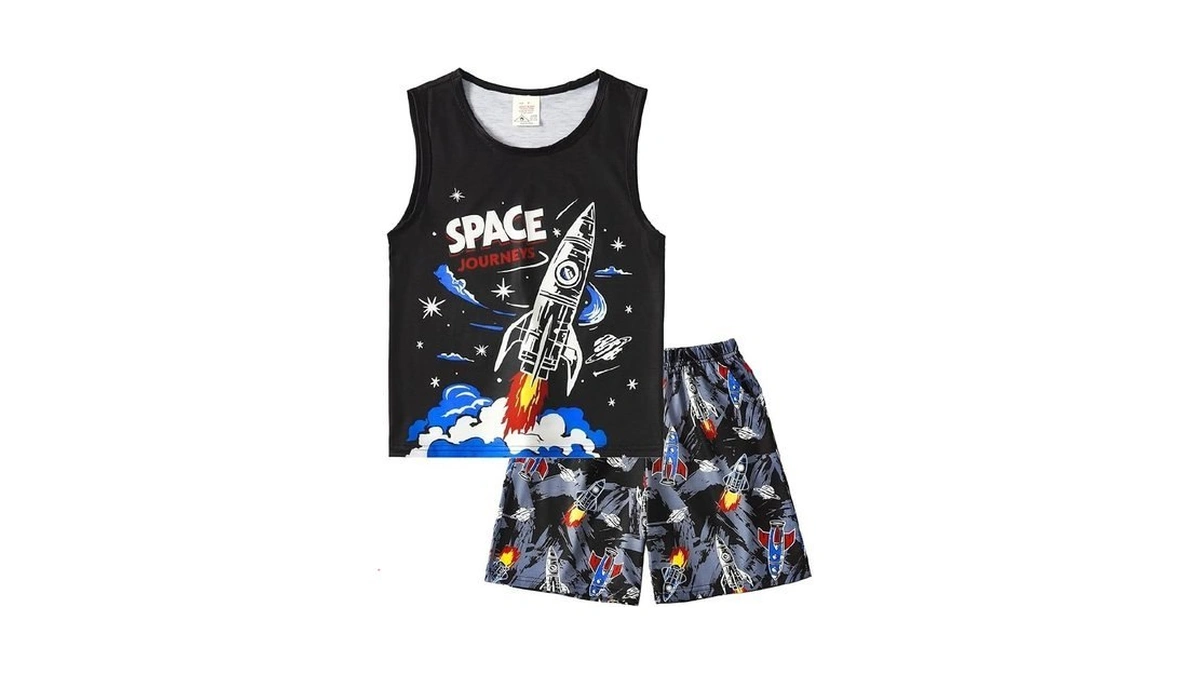 Myfav Boys Tank Top And Shorts With Pockets Pajamas Set