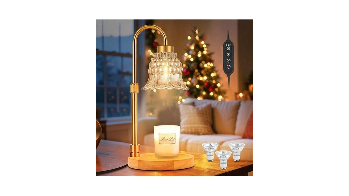 Candle Warmer Lamp With Timer & 3 Bulbs, Dimmable Electric