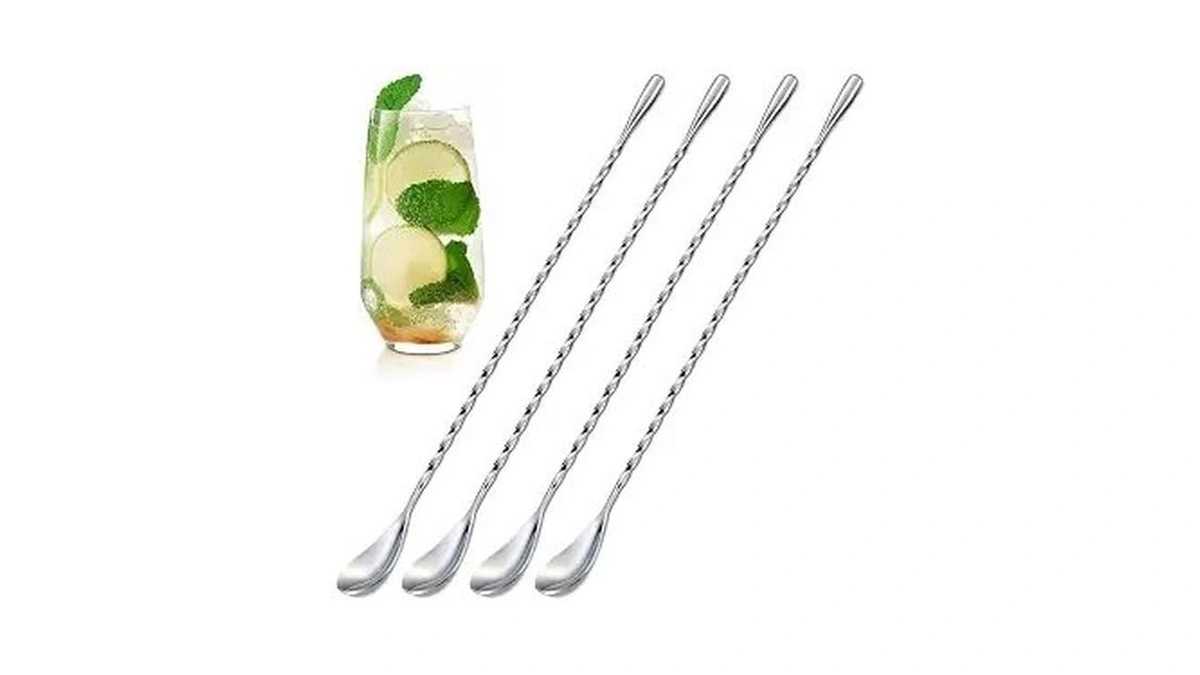 4 Pcs Bar Spoon Cocktail Mixing – 12'' Long Stainless