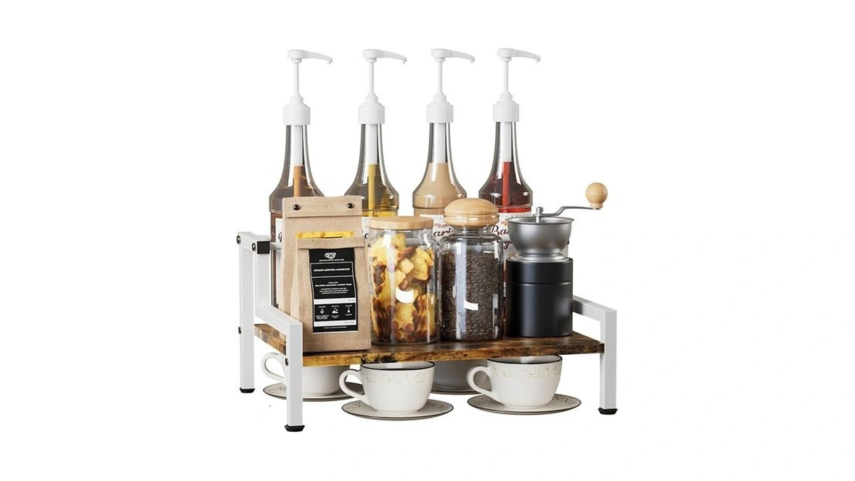 Artibear Coffee Syrup Rack Organizer For Countertop, 4 Syrup Bottles