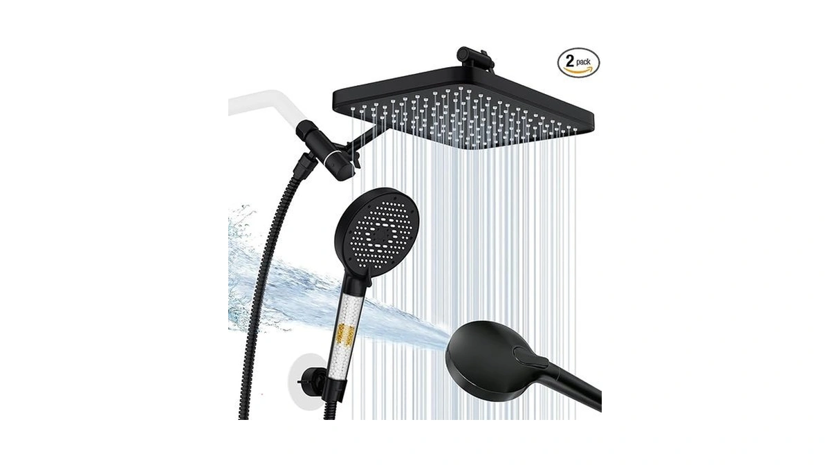 12 Inch Wide Rain Shower Head With Filtered Handheld Combo,