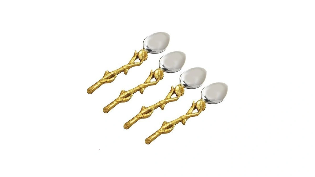 Elegance Golden Vine Spoons, 5-inch, Silver/gold, Set Of 4